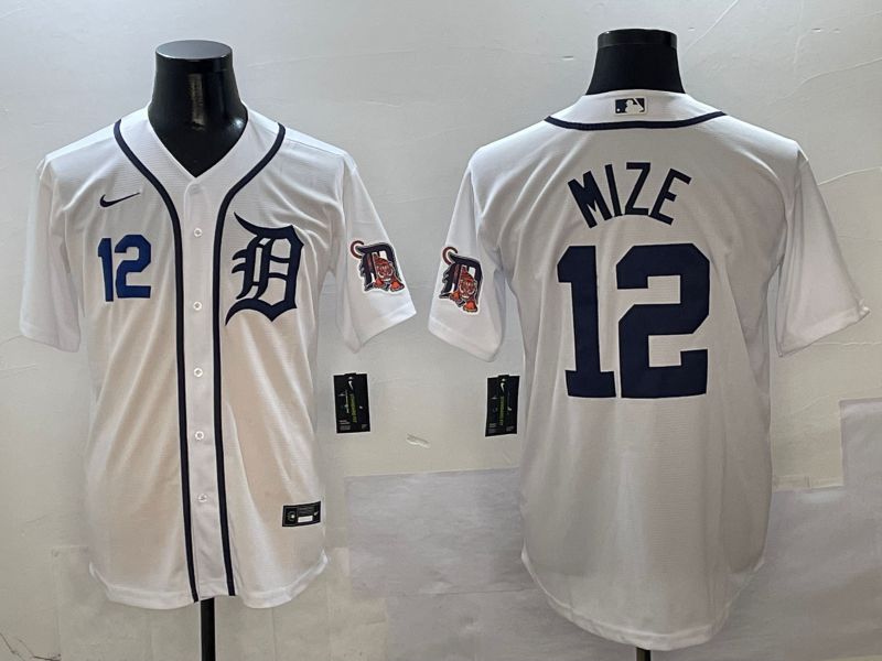 Men Detroit Tigers #12 Mize White Game 2025 Nike MLB Jersey style 3